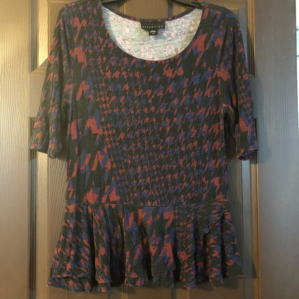 Houndstooth 3/4 sleeve blouse